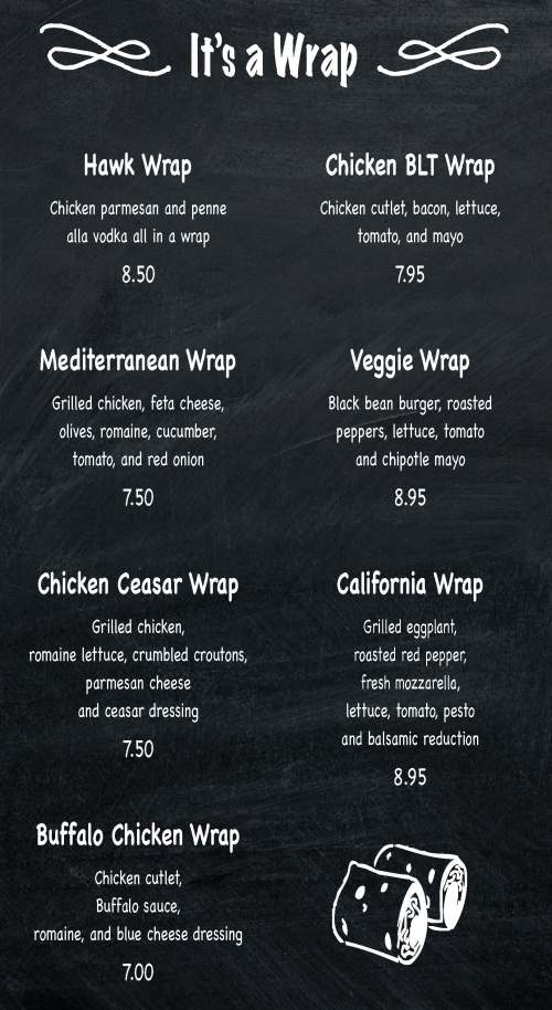 Page 2 of menu, Flames Pizza in New Paltz, NY