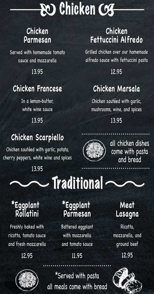 Page 8 of menu, Flames Pizza in New Paltz, NY