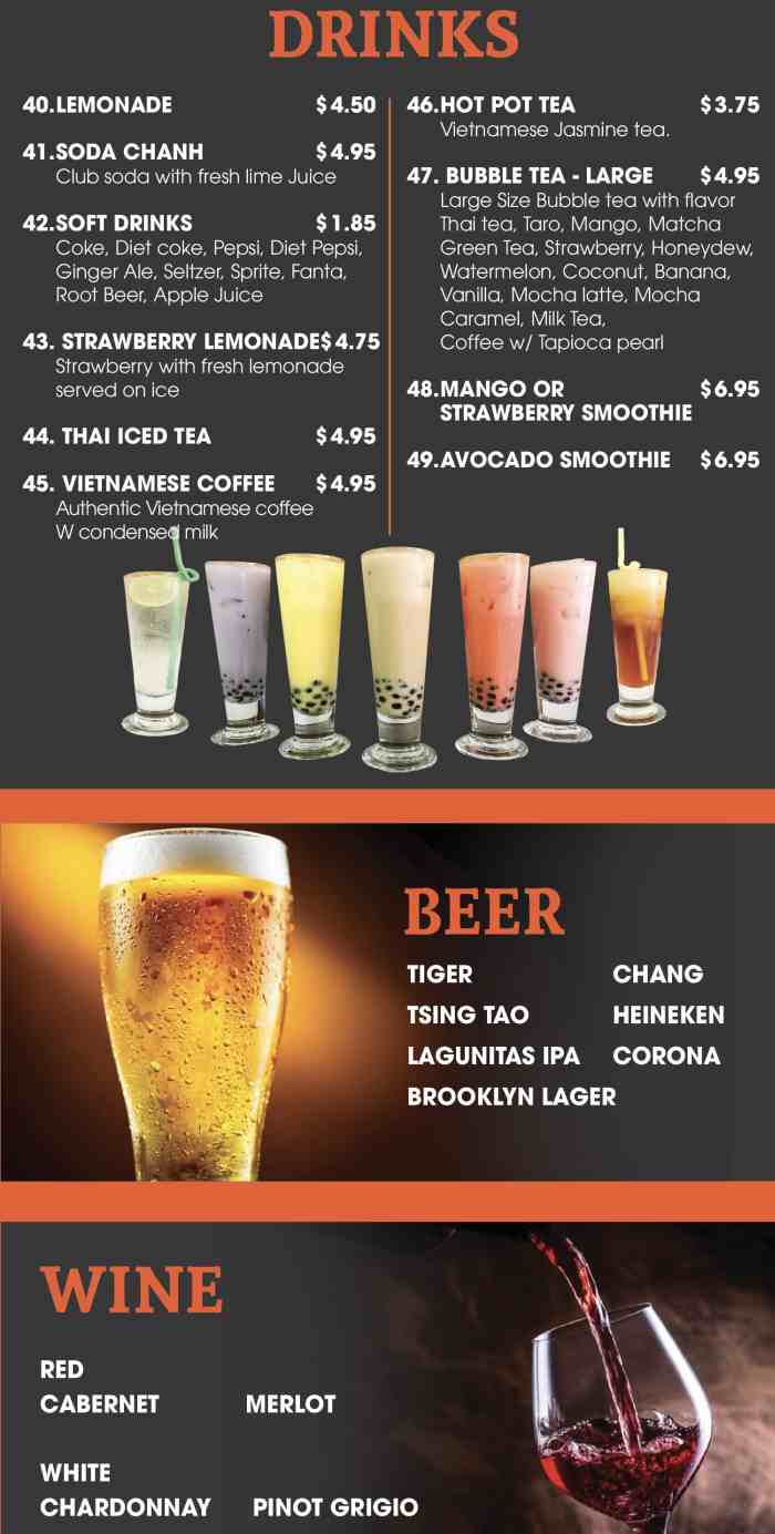 Page 6 of menu, Ipho Vietnamese in New Paltz, NY
