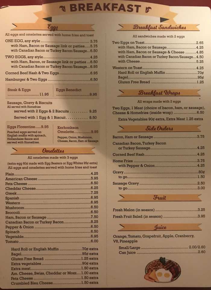 Page 2 of menu, Kerhonkson Diner Kerhonkson, NY