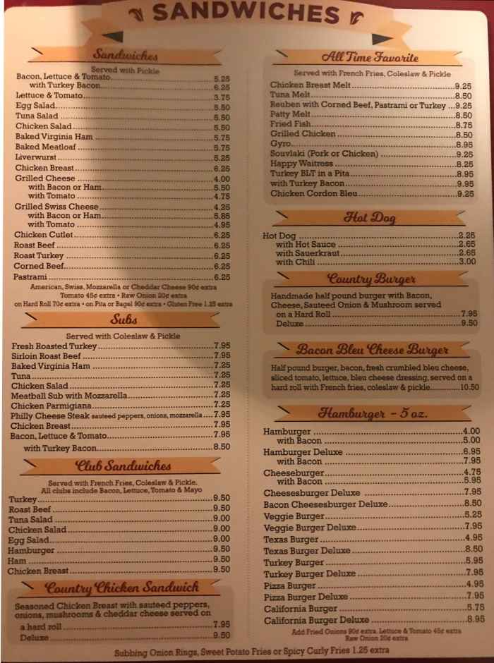 Page 3 of menu, Kerhonkson Diner Kerhonkson, NY