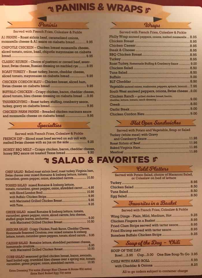 Page 4 of menu, Kerhonkson Diner Kerhonkson, NY