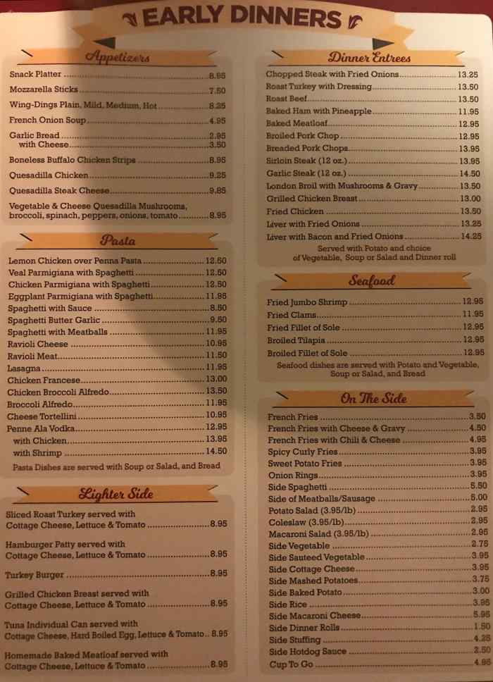 Page 5 of menu, Kerhonkson Diner Kerhonkson, NY